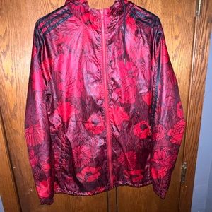 Adidas Red Floral Hooded Jacket